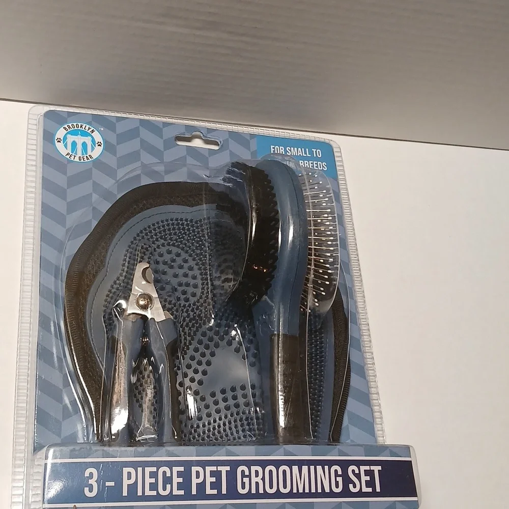 Pet Grooming 3 Piece Set Black Blue 3-Way For Small to Medium Breeds NWT